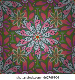 Seamless pattern ethnic mandalas, doodle background circles. Pattern. Vector Hand drawn zentangle floral background.
