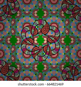 Seamless pattern ethnic mandalas, doodle background circles. Pattern. Vector Hand drawn zentangle floral background.