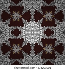 Seamless pattern ethnic mandalas, doodle background circles. Brown pattern. Vector Hand drawn zentangle floral brown background.