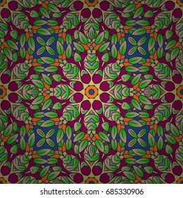 Seamless pattern ethnic mandalas, doodle background circles. Pattern. Vector Hand drawn zentangle floral background.