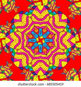 Seamless pattern ethnic mandalas, doodle background circles. Pattern. Vector Hand drawn zentangle floral background.
