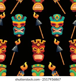 seamless pattern with ethnic mask, tribe, ancient, native, art, zuma, tribal, vintage, warrior, tatto, traditional, Aztecs were a Mesoamerican civilization, vector art illustration design