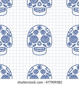 Seamless pattern with ethnic mexican elements Doodle style