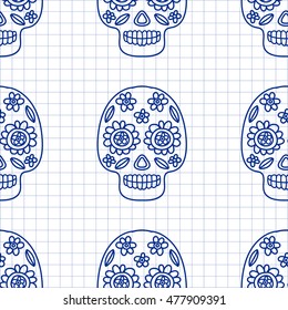 Seamless pattern with ethnic mexican elements Doodle style