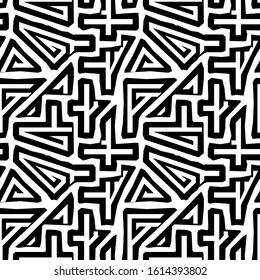 Seamless pattern. Ethnic mosaic. Figures ornament. Folk wallpaper. Curves, shapes backdrop. Embroidery background. Tribal motif. Digital paper, textile print, web design, abstract. Vector artwork