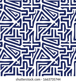 Seamless pattern. Ethnic mosaic. Tribal motif. Figures ornament. Embroidery background. Folk wallpaper. Curves, shapes backdrop. Digital paper, textile print, web design, abstract. Vector artwork