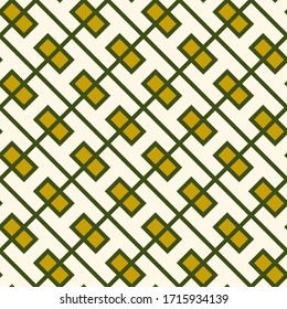 Seamless pattern. Ethnic motif. Checks, figures ornament. Simple shapes wallpaper. Geo backdrop. Squares, polygons illustration. Geometric background. Digital paper, web design, abstract. Vector art.