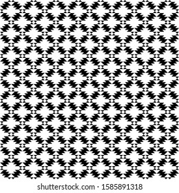 Seamless pattern. Ethnic motif. Diamonds, triangular shapes, polygons wallpaper. Rhombuses, triangles, figures ornament. Forms, checks background. Geometric backdrop. Textile print. Vector artwork