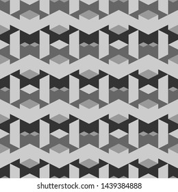 Seamless pattern. Ethnic motif. Rhombuses, triangles, chevrons, figures ornament. Folk wallpaper. Simple shapes background. Geometric backdrop. Digital paper, textile print, web design, abstract.