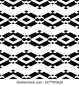 Seamless pattern. Ethnic motif. Rhombuses, figures ornament. Shapes background. Geometric backdrop. Digital paper, textile print, web design, abstract. Diamonds, shapes wallpaper. Vector artwork.