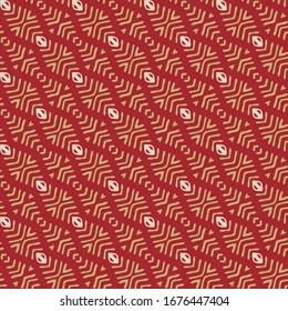 Seamless pattern with ethnic motifs in 3 colors. Vector illustration.