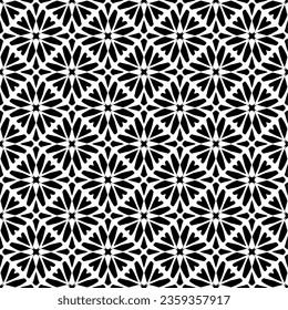 Seamless pattern with ethnic motifs in black and white. Vector illustration.