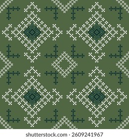 seamless pattern ethnic motifs designed in the style of cross stitch