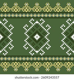 seamless pattern ethnic motifs designed in the style of cross stitch