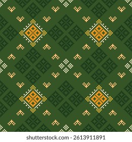 seamless pattern ethnic motifs designed in the style of cross stitch