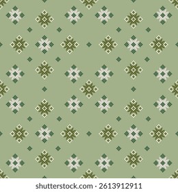 seamless pattern ethnic motifs designed in the style of cross stitch