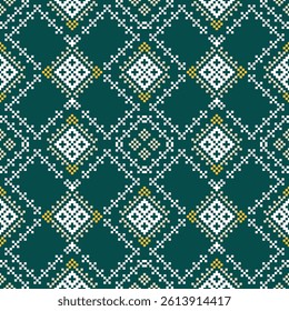 seamless pattern ethnic motifs designed in the style of cross stitch