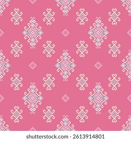 seamless pattern ethnic motifs designed in the style of cross stitch