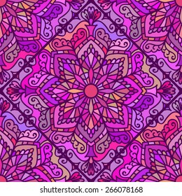 Seamless Pattern With Ethnic Multicolor Ornament. Abstract Background For Design