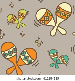 Seamless pattern - ethnic music. Background illustration. EPS 10