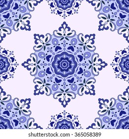 Seamless pattern in ethnic oriental style. Hand drawn background. Arabic, Indian, turkish, chinese motifs. Vintage style for design of fabric, invitation, template cards.
Vector illustration.