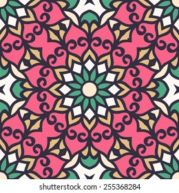 Seamless Pattern With Ethnic Ornament. Abstract Background For Design