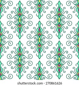 Seamless Pattern With Ethnic Ornament. Abstract Background For Design