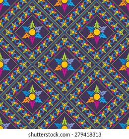 Seamless Pattern With Ethnic Ornament. Abstract Background For Design