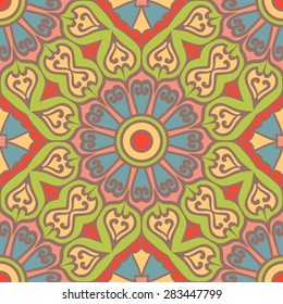 Seamless Pattern With Ethnic Ornament. Abstract Background For Design