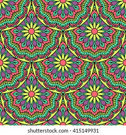 Seamless Pattern With Ethnic Ornament. Abstract Background For Design