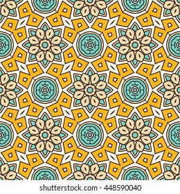 Seamless Pattern With Ethnic Ornament. Abstract Background For Design
