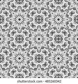 Seamless Pattern With Ethnic Ornament. Abstract Background For Design. Monochrome Colors. Shades of Grey