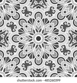 Seamless Pattern With Ethnic Ornament. Abstract Background For Design. Monochrome Colors. Shades of Grey