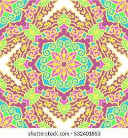 Seamless Pattern With Ethnic Ornament. Abstract Background For Design