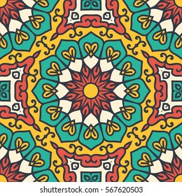 Seamless Pattern With Ethnic Ornament. Abstract Background For Design
