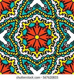 Seamless Pattern With Ethnic Ornament. Abstract Background For Design