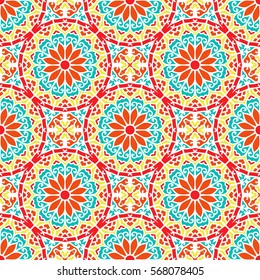 Seamless Pattern With Ethnic Ornament. Abstract Background For Design