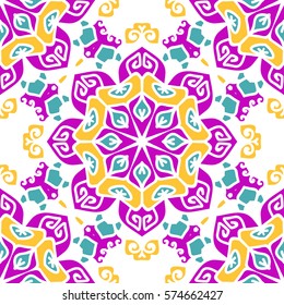 Seamless Pattern With Ethnic Ornament. Abstract Background For Design
