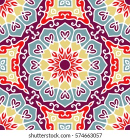 Seamless Pattern With Ethnic Ornament. Abstract Background For Design