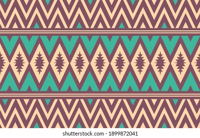 Seamless pattern with ethnic ornament. Aztec stylized print template for fabric and paper. Summer fashion. Hand drawn tribal background. Boho design.