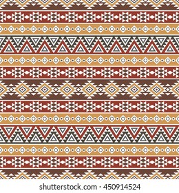 Seamless pattern with ethnic ornament. Aztec stylized print template for fabric and paper. Summer fashion. Tribal background.