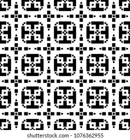 Seamless pattern with ethnic ornament. Embroidery background. Tribal wallpaper. Ethnical folk image. Tribe motif. Ancient mosaic. Digital paper, web design, textile print, backdrop. Vector art work.