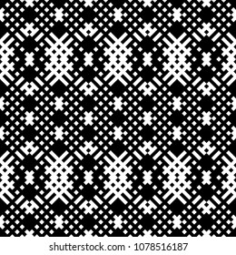 Seamless pattern with ethnic ornament. Embroidery background. Tribal wallpaper. Ethnical folk image. Tribe motif. Ancient mosaic. Digital paper, web design, textile print, backdrop. Vector art work.