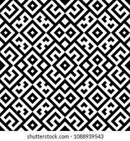 Seamless pattern with ethnic ornament. Embroidery background. Tribal wallpaper. Ethnical folk image. Tribe motif. Ancient mosaic. Digital paper, web design, textile print, backdrop. Vector art work.