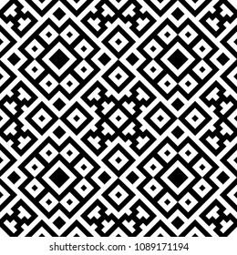 Seamless pattern with ethnic ornament. Embroidery background. Tribal wallpaper. Ethnical folk image. Tribe motif. Ancient mosaic. Digital paper, web design, textile print, backdrop. Vector art work.
