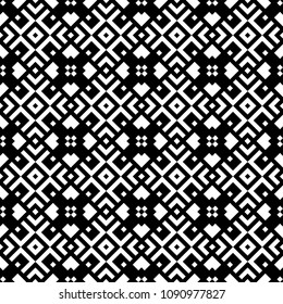Seamless pattern with ethnic ornament. Embroidery background. Tribal wallpaper. Ethnical folk image. Tribe motif. Ancient mosaic. Digital paper, web design, textile print, backdrop. Vector art work.