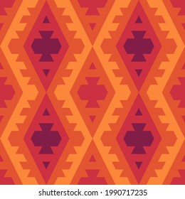 Seamless pattern. Ethnic ornament. Geometric background. Tribal wallpaper. Ethnical image. Tribe motif. Ancient mosaic. Digital paper. Folk web design. Textile print backdrop. Vector art