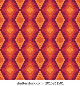 Seamless pattern. Ethnic ornament. Geometric background. Tribal wallpaper. Ethnical image. Tribe motif. Ancient mosaic. Geometrical digital paper. Folk web design. Textile print backdrop. Vector art