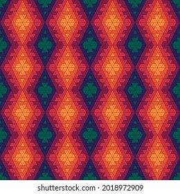 Seamless pattern. Ethnic ornament. Geometric background. Tribal wallpaper. Ethnical image. Tribe motif. Ancient mosaic. Geometrical digital paper. Folk web design. Textile print backdrop. Vector art