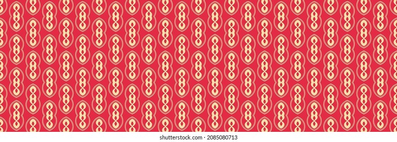 Seamless pattern with ethnic ornament on a red background. Vector image